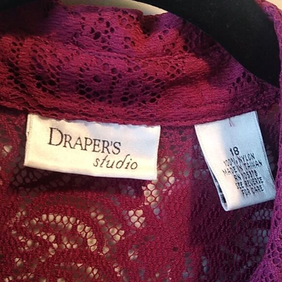 NWT Draper Plum Lace Women's 18 Button Down Light Jacket Special Event - Picture 2 of 7